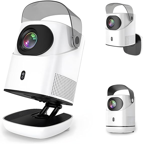 Unitedtime Projector Native 1080p Support 4K Integrated 180Adjustable Stand with WiFi and Bluetooth Portable for Home Theater Support HDMI, USB, PC, TV Box, Model:Tz2