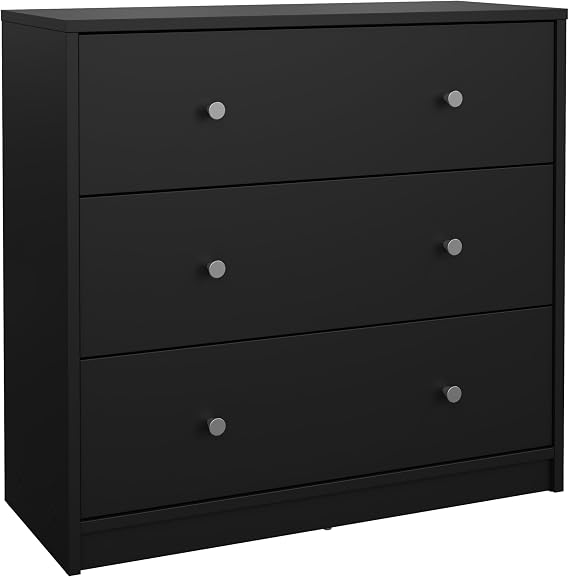 Tvilum Portland 3 Drawer Chest, Black | Compact Design