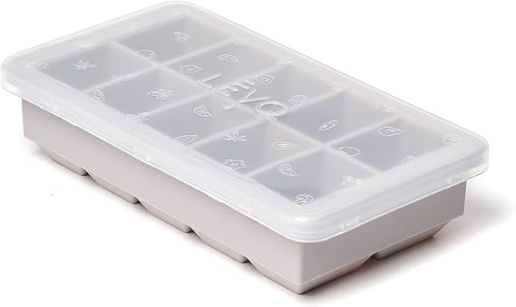 LEVO Herb Block Tray - Silicone Freezer Tray with Lid - Herb Saver for Homemade Infusions - Silicone Freezer Mold for LEVO Infusions - Food Grade, BPA Free - Grey