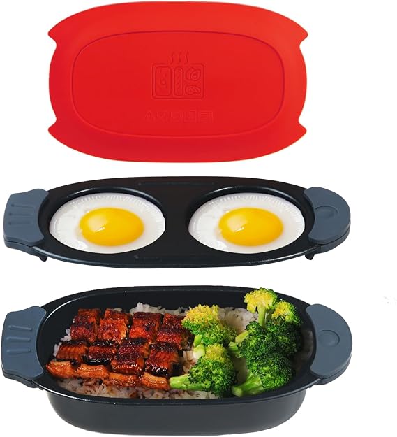 MKYSAIL Quick-Heat Microwave Egg Cooker and 33 OZ Microwave Grill Combo