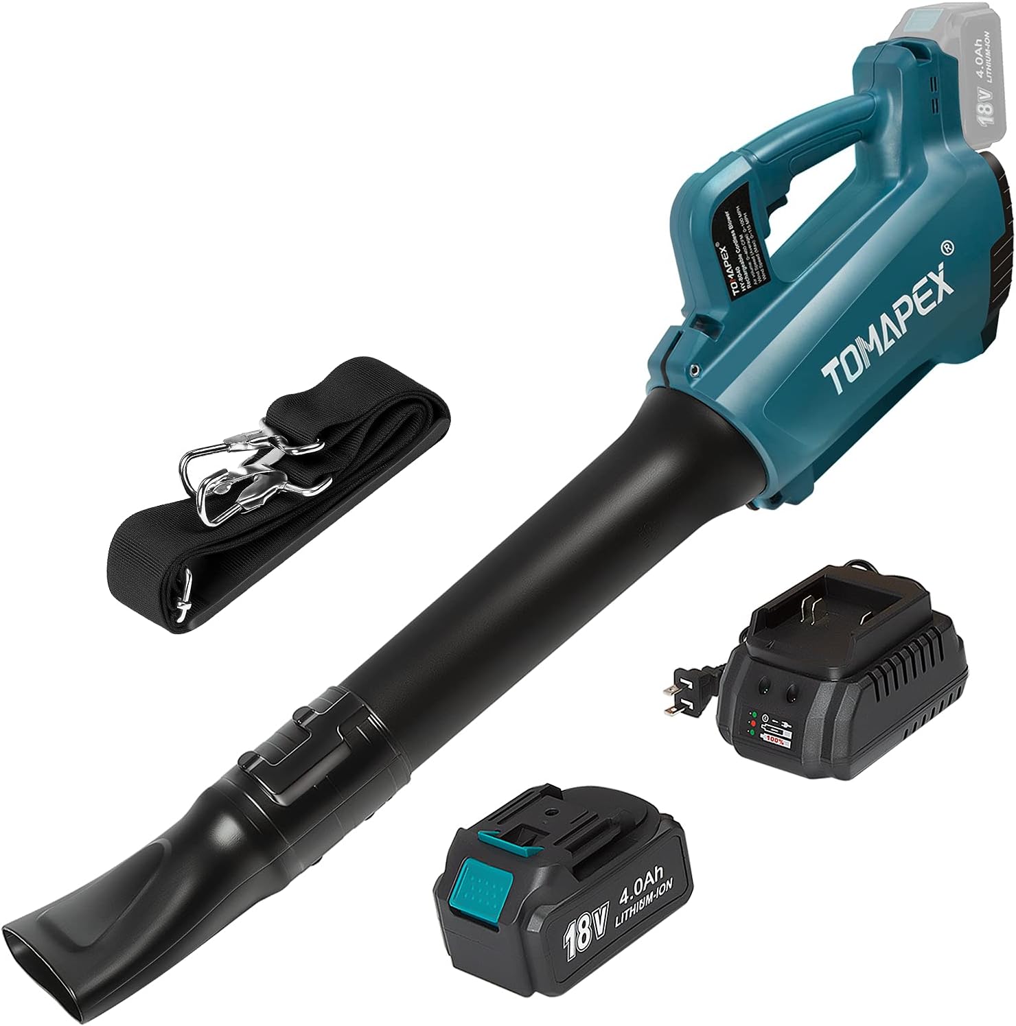 TOMAPEX Cordless Leaf Blower, 18V 21V MAX Handheld VacuumSweeper, 115MPH -460CFM Blower with 4.0Ah Li-ion Battery & Charger, Variable Speed, for Blowing Leaf Snow Dusting