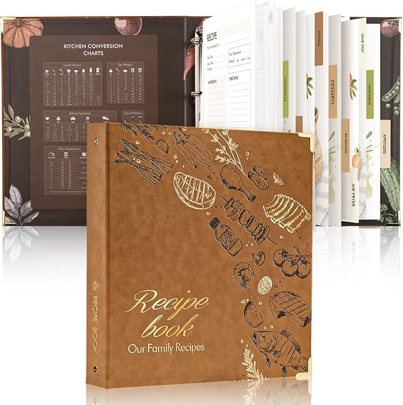 Molekaus Recipe Binder 8.5''x11'' 4 Ring Set