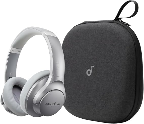 Soundcore Anker Life Q20 Hybrid Active Noise Cancelling Headphones, with Travel Case, Wireless Over Ear Bluetooth Headphones, 60H Playtime, Hi-Res Audio, Deep Bass, Memory Foam Ear Cups