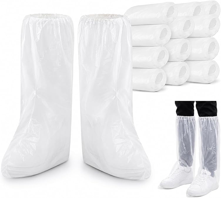 10 Pairs Disposable Shoe Covers,Non-Slip Waterproof Plastic Boot Covers for Rain Outdoor Travel Hospital