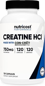 Nutricost Creatine HCl 120 Capsules - Made with CON-CRET Creatine, 750 MG Per Capsule