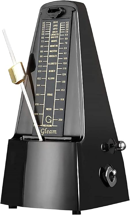 Traditional Wind Up Mechanical Metronome, Loud Sound - For Piano, Guitar, Drums, Bass, Track Tempo & Beat, Instrument General-Purpose, Black
