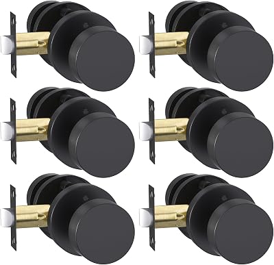 goldenwarm Black Door Knobs Interior, Heavy Duty Zinc-Alloy Privacy Matte Black Interior Door Knobs,Indoor Doorknobs for Bedroom, Bathroom 6 Pack