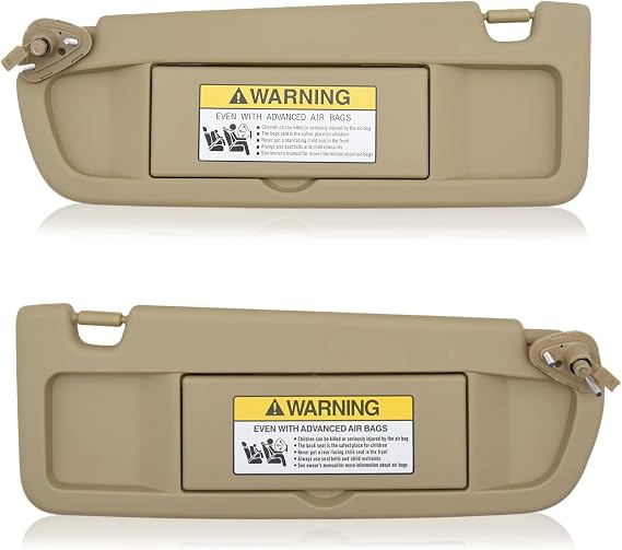 KAOLALI Left Driver & Right Passenger Side Sun Visor Set Fits Honda Civic 2006 2007 2008 2009 2010 2011 EX LX Sedan SI Coupe Replacement for 83280-SNA-A01ZA, 83230-SNA-A01ZA (Beige)