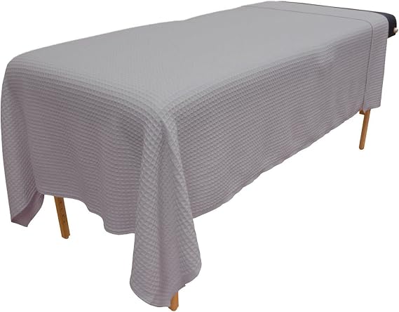 Body Linen Waffle Weave Massage Table Blankets - Soft and Stylish 50/50 Polyester-Cotton Blend - 66 by 90 inches -Available in White, Natural and Gray - 1 Pack Gray