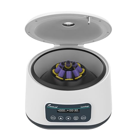 JOANLAB Lab Centrifuge Machine LC400PRO 2ml/5ml/10ml x 8, 15ml x 4 Low Speed 500-5000rpm,2683xg RCF Digital Benchtop Centrifuges w/Timer