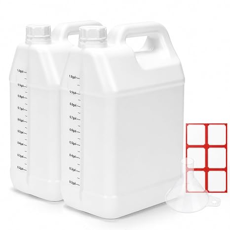 2 Pcs 1 Gallon Plastic Jugs with Leakproof Lids Square Empty Water Containers Hdpe Carboy Jar for Automotive Used Oil Container & Liquid Storage