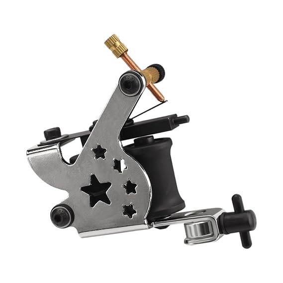 ATOMUS 10 Wrap Coil Liner Tattoo Machine - Silver Star Design Electroplated Iron Frame for Precision Line Work