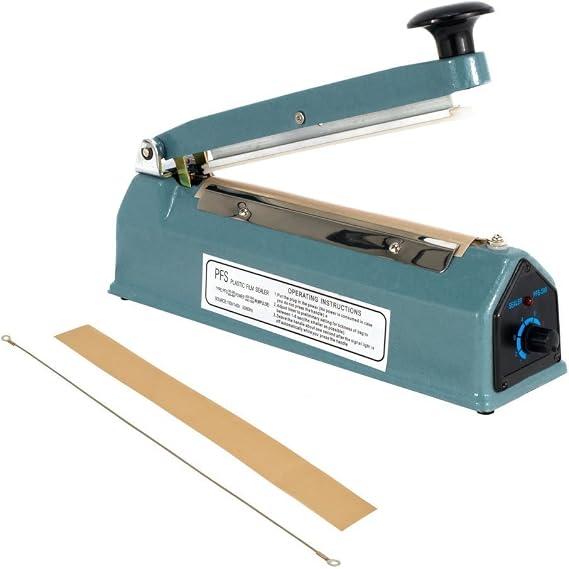 Hand Impulse Sealer Heat Seal Machine 8 Inch Poly Sealing with Element Grip and Teflon