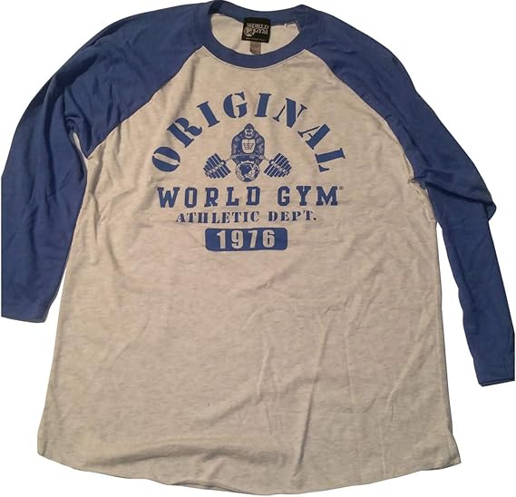 World Gym Muscle Shirt Long Sleeve Sports Athletic Dept. Navy