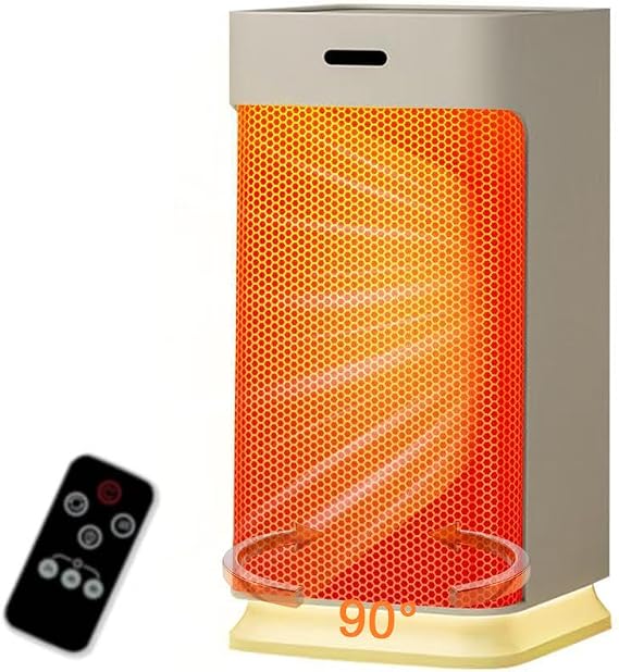 Space Heater Indoor - Energy Efficient Portable Heater with Adjustable Thermostat,1200W PTC Rapid Heating Ceramic Technology with Remote,Intelligent Timing (White, LW012)