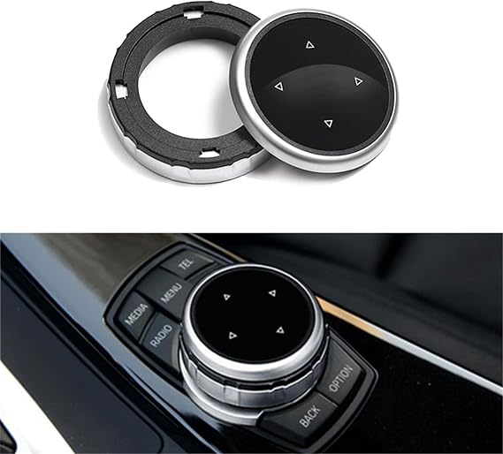 Larger Multimedia Knob Switch Button Cover Trim Compatible with BMW