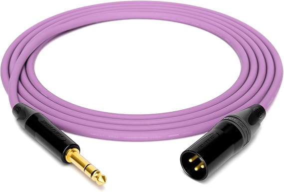enoaudio Mogami 2534 Quad Professional Studio Cable Balanced Neutrik Gold 6.3 mm TRS Jack - XLR Male HiFi, Purple, 0.5 m