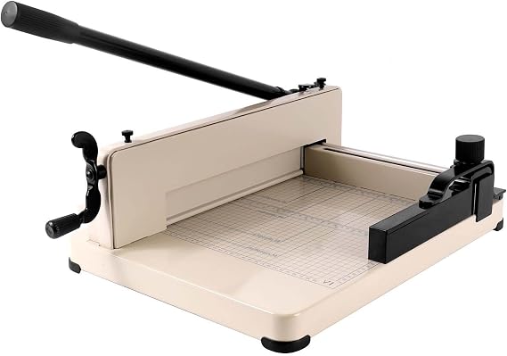Guillotine Paper Cutter Heavy Duty 400 Sheet Capacity, 12"W Cardboard Cutter with 1.6" Cutting Thickness, Steel Paper Guillotine with HSS Blade, Dual Safety Protection for Office, School, Print Shop