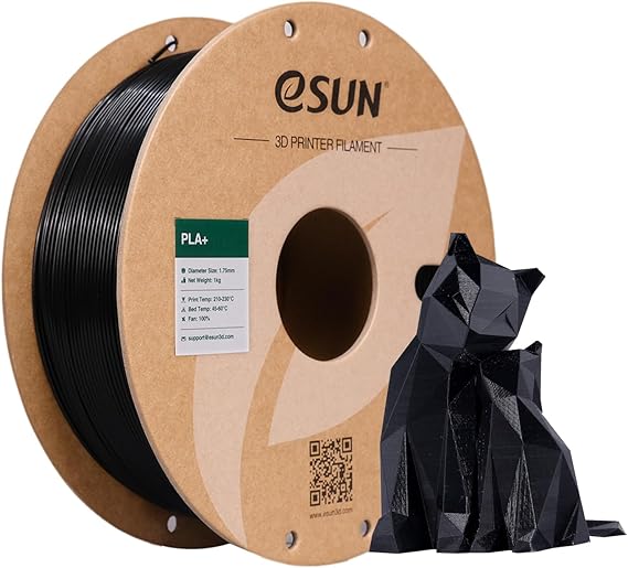 eSUN PLA+ 3D Printing Filament 1.75mm, Enhanced Toughness,1KG(2.2LBS),Black
