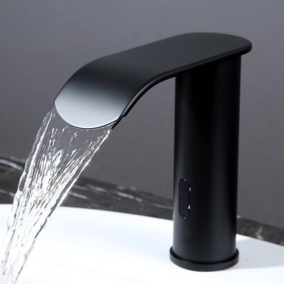 ISCBAFYX Touchless Bathroom Tap Waterfall Mixer Tap Bathroom Sink Automatic Infrared Sensor Faucet Wash Basin Taps with Hot and Cold,White