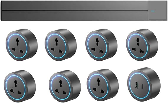 Power Track Socket Easy Installation 8000 W Max Power 32 A Rated Current Rotating Plug Socket Charging,Grey-100CM