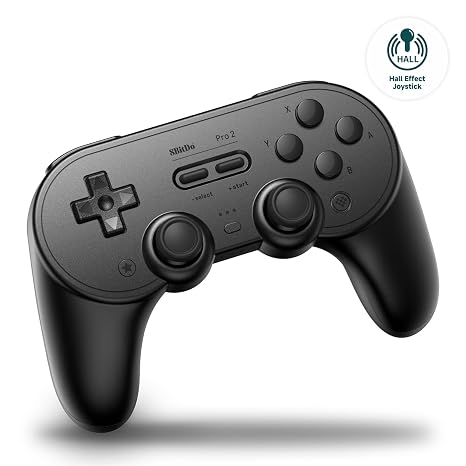 8Bitdo Pro 2 Bluetooth Controller for Switch Hall Effect Joystick Update Wireless Gaming Controller for Switch PC Android and Steam Deck & Apple (Black Edition)