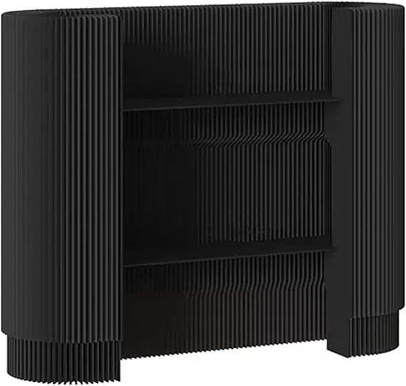 Reception Desk for Small Spaces, Small Front Counter with 2 Moveable Shelves, Modern Oval Checkout Front Desk with Counter for Salon Lobby Checkout Reception Room Office, Black