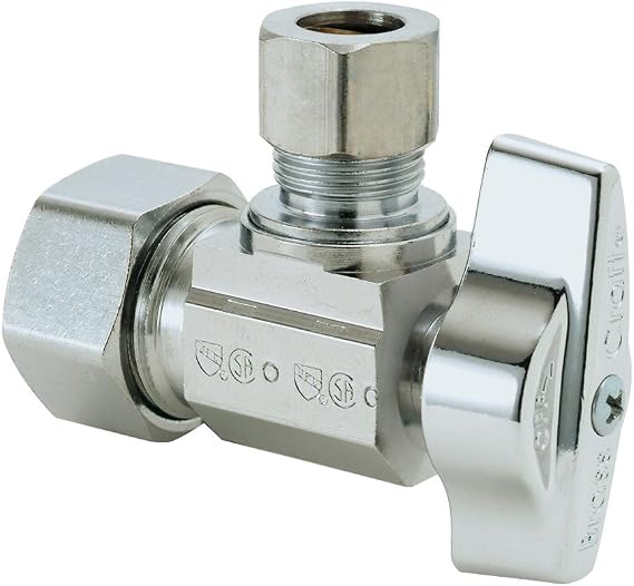 Brasscraft KTCR19 C1 1/2 nom Comp by 3/8 O.D. Comp Angle Stop, Chrome