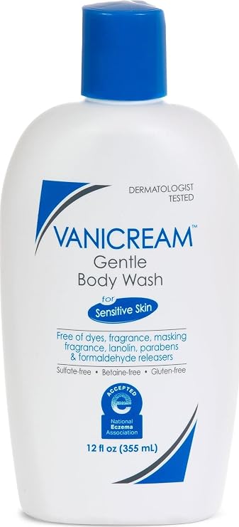 Vanicream Gentle Body Wash, 12 Fl Oz, Formulated without Common Irritants for Sensitive Skin, Gentle Cleanse and Moisture, Removes Dirt & Oils, Non-Drying, pH-Balanced Shower Gel