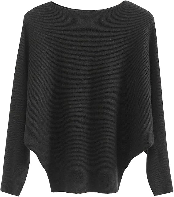 GABERLY Boat Neck Batwing Sleeves Dolman Knit Sweaters Pullovers for Women