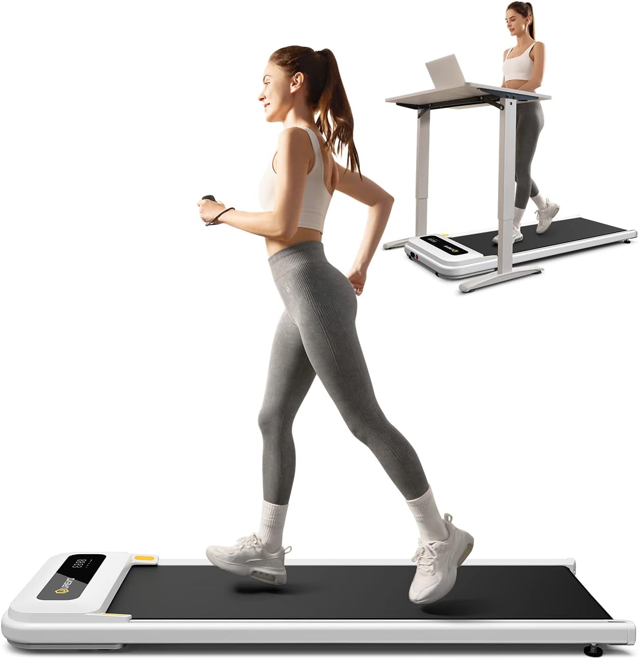 UREVO Under Desk Treadmill, Walking Pad Treadmill with Large Running Area, Folding Treadmill with 265lbs Capacity, Desk Treadmill for Office Under Desk with Remote Control, 2.25HP Treadmills for Home