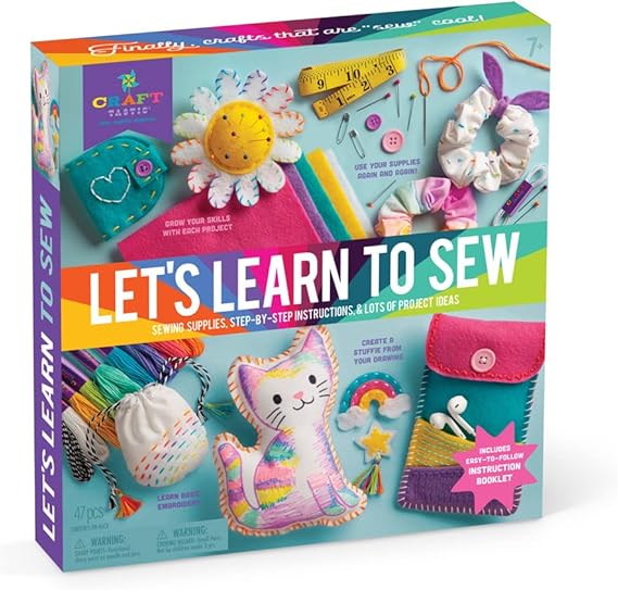Craft-Tastic Lets Learn to Sew Mini Sewing Kit, Arts and Crafts, Art Supplies, Embroidery Kit for Beginners, Includes Sewing Supplies, Easy-to-Follow Instructions, Arts & Crafts, Ages 7+