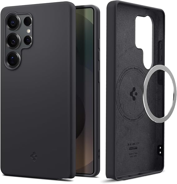 Spigen Silicone Fit MagFit Designed for Galaxy S25 Ultra Case [Qi2 Certified/Magnet for Galaxy] (2025) - Black