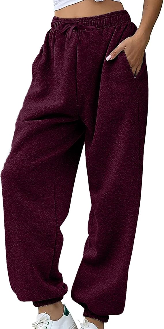 Baggy Sweatpants for Women Casual Drawstring Sweat Pants High Waist Workout Joggers Lounge Trousers with Pockets