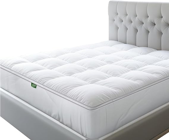 Sleep Mantra 100% Cotton Mattress Topper Twin Size - Premium Wrap-Around Cooling Topper Fits up to 20-Inch Mattress - Extra Soft, Deep Pocket, Breathable & Plush Quilted Down Fill (White)