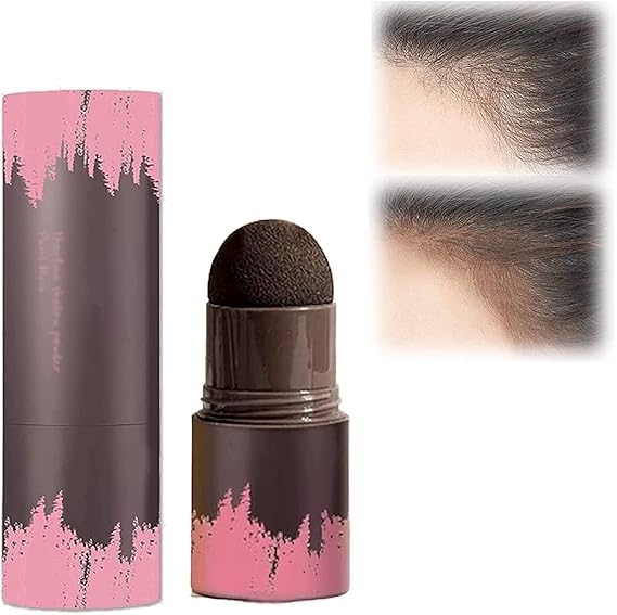 Hairline Powder Stick, 2PCS Hair Shadow Touch Up Pen, Waterproof Sponge for Gray Hair Cover and Thin Hair Filler (Black)