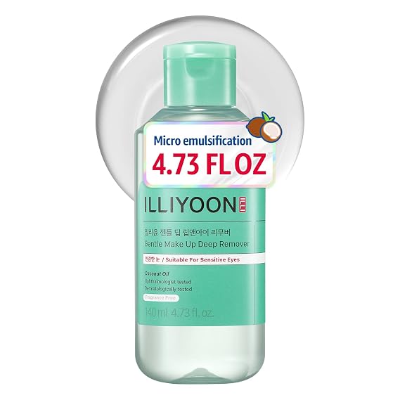 Illiyoon Gentle Deep Eye Makeup Remover | for Waterproof Mascara, Lipstick, Eyeliner, Non-Greasy 2-Phase Oil & Water Formula, Ophthalmologist Tested, Vegan, Korean Skin Care, 4.73 fl.oz.