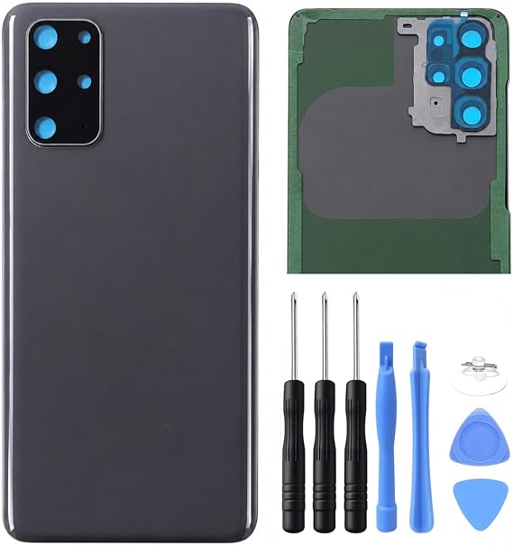 Ubrokeifixit Rear Back Glass Cover Replacement for Samsung Galaxy S20+ G985 6.7",S20 Plus 5G G986,Pre-Cut Tape(Gray+Camera Lens)