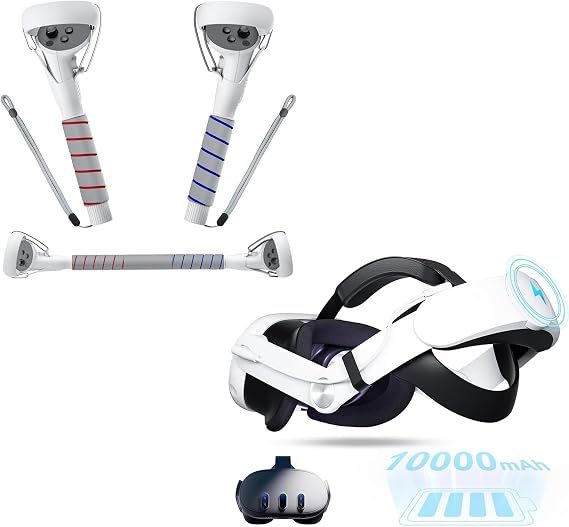 VR Gorilla Tag Long Arms/Stick for Quest 2 Hand Controllers, 10000mAh Head Strap Battery Compatible with Meta Quest 3