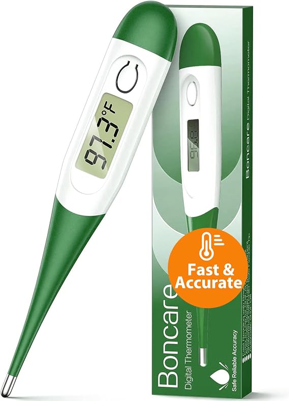 Boncare 10 Seconds Oral Thermometer for Adults and Kids, Dark Green