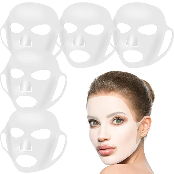 Maitys 5 Pcs Reusable Silicone Face Mask Cover for Sheet Mask, White