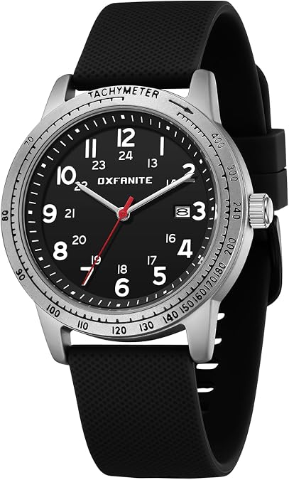 Mens Watch Military Style Sporty Easy to Read Waterproof with Silicone B Numerals Dial Analog Quartz Watches for Men