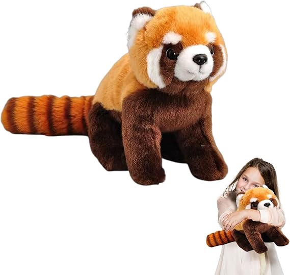 lilizzhoumax Simulation Red Panda Plush Toy 28cm/11”, Realistic Stuffed Animal Cute Red Panda Plush Toy, Super Soft Red Panda Home Decoration Animal Toys, Gift for Friends and Kids