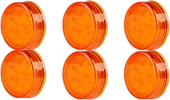 cciyu 6 PCS 2.5 inch Amber 9 LED Side Marker Turn Signal Light 2.5" Round Clearance Lights Amber LED Side Marker Lights Sealed Trucks Lamps