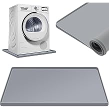 Xixter Washing Machine Pan 27x27 Silicone Washer Tray & Drain Pan for Floor Protection Non-Slip Washing Machine Mat, Flexible Washer Drip Pan & Washer Drain Pad (Gray)