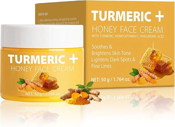 Turmeric Face Cream, Brightening Face Cream with Honey & Vitamin C, Dark Spot Remover for Face, Moisturizing Skin Care Day & Night Facial Cream Wrinkles, Fine Line and Uneven Skin Tone