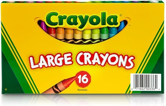Binney & Smith Crayola(R) Large Crayon Set, Lift-Lid Box, Assorted Colors, Box Of 16