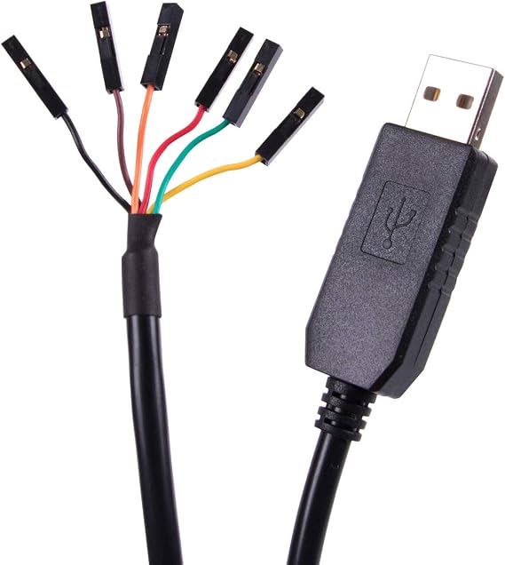 USB to TTL UART Serial 5V 3.3V Adapter Converter Cable 4 Pin 0.1 inch Pitch Female Socket TTL-232r-RPI Debug Cable with FT232RL Chip (Logic 3.3v Level)