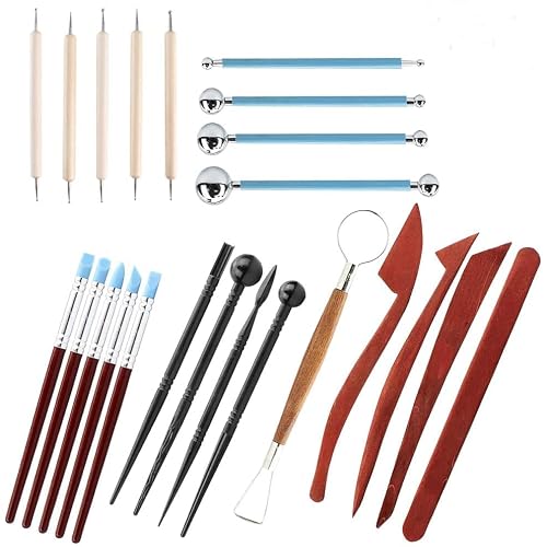 Polymer Clay Tools, ETSAMOR 23 Pcs Ball Stylus Dotting Tools Multipurpose Carving Modeling Tool Set for Clay Pottery Ceramics Doll Modeling Paper Flowers, Nail Art Dotting Tools, Rock Painting Kit