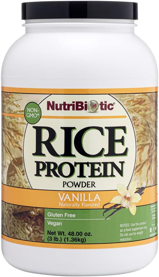 NutriBiotic Vanilla Rice Protein, 3 Lb (1.36kg) | Low Carb, Keto-Friendly, Vegan, Raw Protein Powder | Grown & Processed Without Chemicals, GMOs or Gluten | Easy to Digest & Nutrient Rich